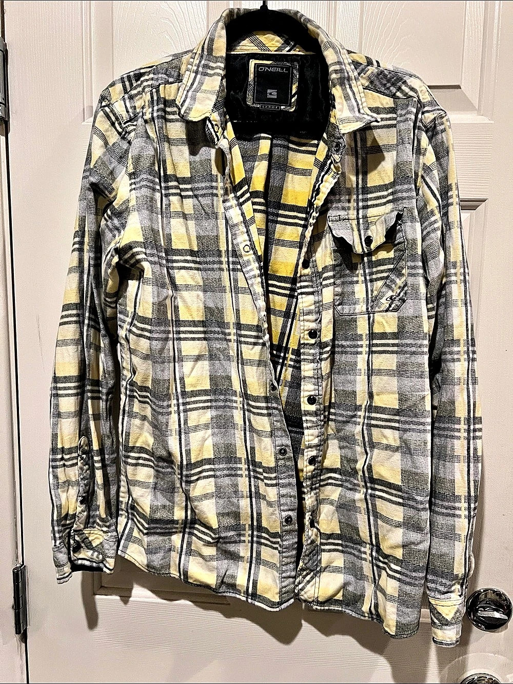 O'Neill Redmond Plaid Flannel Shirt Yellow & Gray Large